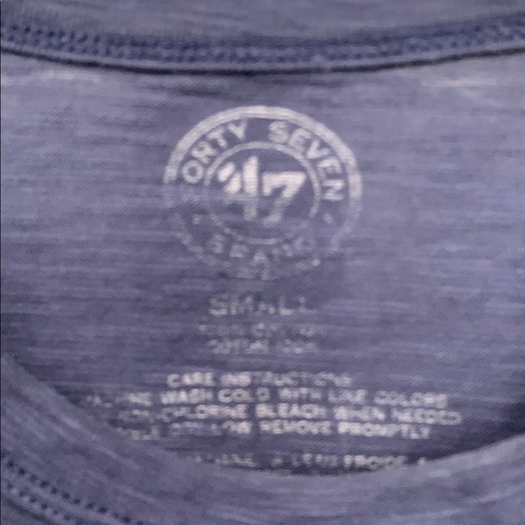 47 Denver Broncos Throwback Logo Blue Short Sleeve Shirt Size Small - Picture 3 of 7